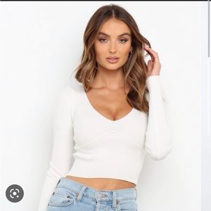 NWOT petal and pup ribbed white cropped sweater